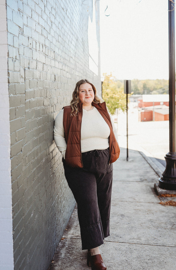 Brandy Puffy Zip-Up Vest w/ Pockets