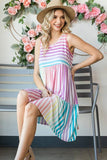 MULTI COLOR STRIPE PRINT DRESS