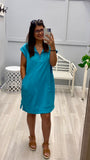 Lapel Zipper Pocket Loose Straight Dress