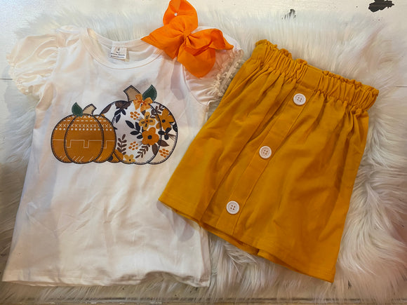 Floral Pumpkin Skort Set