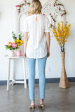 Eyelet Lace Puff Sleeves Mock Neck Blouse