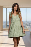 V-NECK OCTAGON PRINT MIDI DRESS