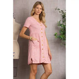 BLUSH FLORET PRINT BUTTON-DOWN MIDI DRESS