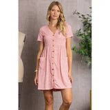 BLUSH FLORET PRINT BUTTON-DOWN MIDI DRESS
