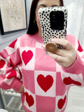 Heart Patchwork Valentine Knit Sweater