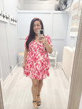 Flutter Sleeve Front Wrap Detail Floral Dress