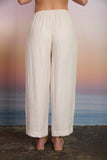 TEXTURED HIGH ELASTIC WAIST LOUNGE PANTS