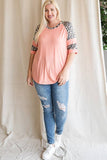 Leopard Print Raglan Short Sleeve Top