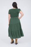 PLUS FLUTTER SLEEVE MIDI DRESS