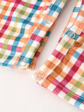 Fall Thanksgiving Color Plaid Chick Embroidery Smocking Baby Boys Romper