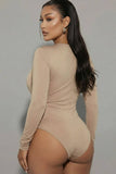 Solid Long Sleeve Round Neck Bodysuit