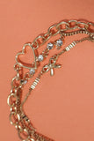 MULTI LAYER BOW HEART STATION RHINESTONE BRACELET