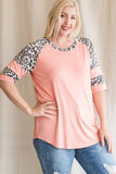 Leopard Print Raglan Short Sleeve Top