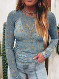 Vintage Daisy Mesh Long Sleeve Top