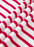 Stripe Scalloped Trim Round Neck T Shirt