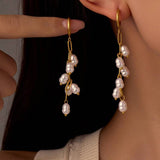 18K STAINLESS STEEL TARNISH FREE PEARL DROP EAR