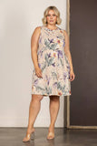 TAUPE TROPICAL SLEEVELESS MINI DRESS