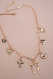 CHARM NECKLACE-PORCELAIN FLORAL BOW CROSS HEART