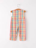 Fall Thanksgiving Color Plaid Chick Embroidery Smocking Baby Boys Romper