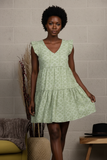 V-NECK OCTAGON PRINT MIDI DRESS