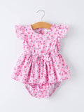 Baby Girls Romper-Spring Floral Print