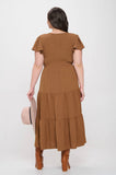 PLUS FLUTTER SLEEVE MIDI DRESS