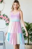 MULTI COLOR STRIPE PRINT DRESS