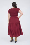 FLUTTER SLEEVE MIDI DRESS