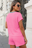 Ribbed Contrast Trim 2pcs Shorts Set