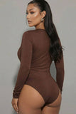 Solid Long Sleeve Round Neck Bodysuit