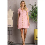BLUSH FLORET PRINT BUTTON-DOWN MIDI DRESS