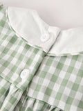 Fall & Thanksgiving Pumpkin Applique Plaid Green Girls Dress