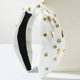 Cross and Crystal Embellished Knot Headband