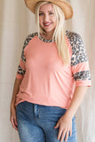 Leopard Print Raglan Short Sleeve Top