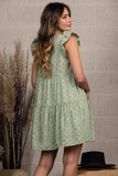 V-NECK OCTAGON PRINT MIDI DRESS