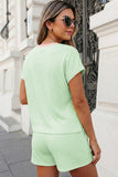 Ribbed Contrast Trim 2pcs Shorts Set