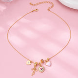 Multi Charm Porcelain Bow Ball Chain Necklace