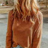 Rustic Round Neck Long Sleeve Top