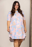 PASTEL BLUE BABY DOLL SHORT SLEEVES MIDI DRESS