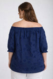 EMBROIDERED 3D FLORAL OFF THE SHOULDER BLOUSE