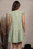 V-NECK OCTAGON PRINT MIDI DRESS