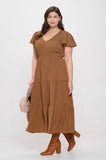 PLUS FLUTTER SLEEVE MIDI DRESS