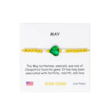Stretchy Gold Bead Heart Birthstone Bracelets for Kids