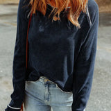 Rustic Round Neck Long Sleeve Top