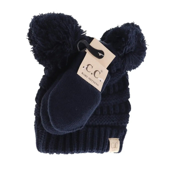 Baby Double Pom C.C. Beanie and Glove Set