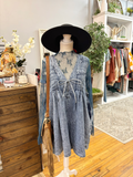 Darcy Front Pleated V Neck Sleeveless Denim Romper