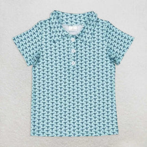 Airplane Teal Polo