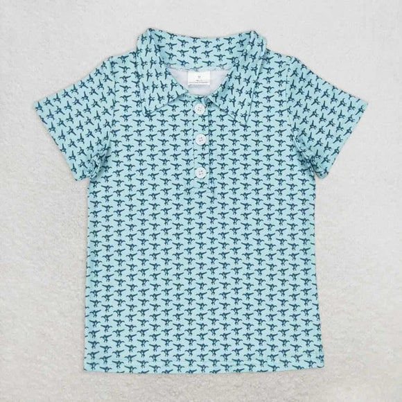 Airplane Teal Polo