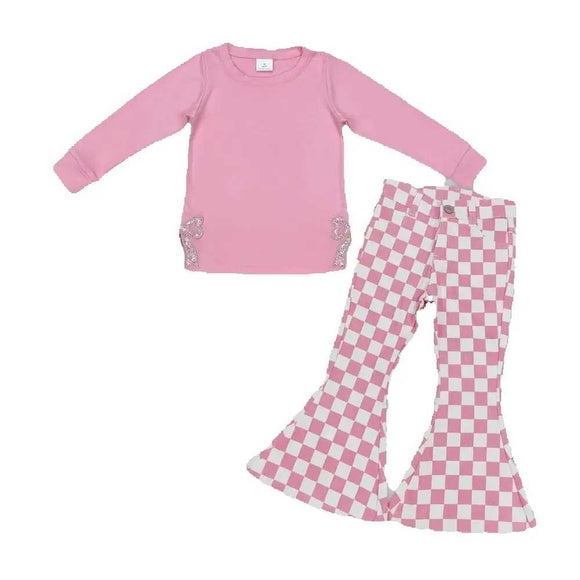 Pink Bow Checkered Set