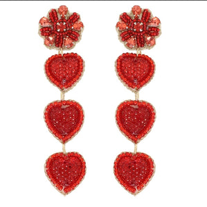 New

4-Tier Heart Shaped Beaded Valentine Earrings